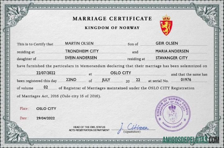 Para baixar modelo PSD de certidão de casamento na Noruega